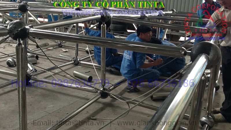 Thanh giàn không gian inox. Thiết kế các kết cấu thi công giàn không gian inox